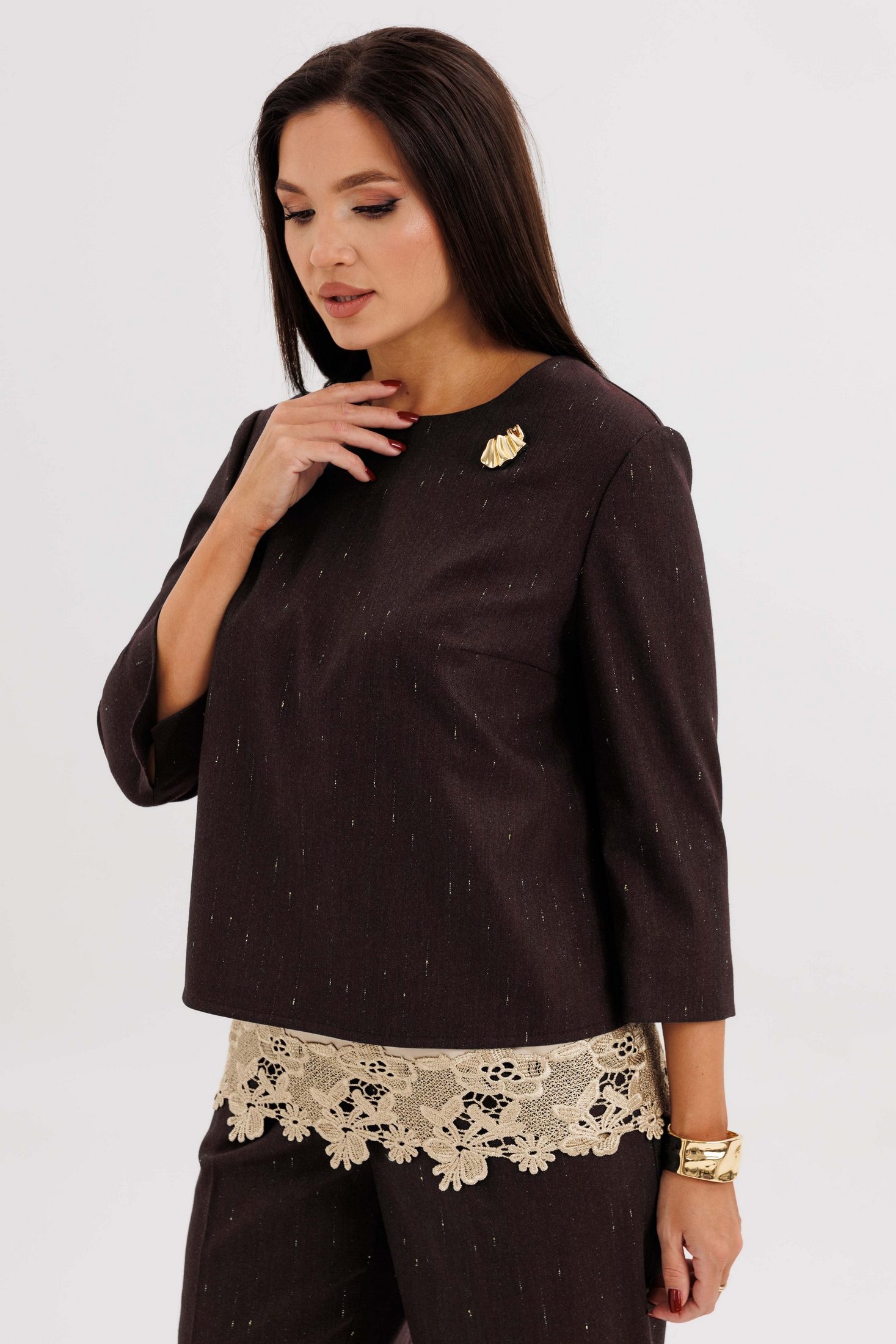 Костюм брючный 5318 шоколадный FantaziaMod фото 4 Костюм брючный 5318 шоколадный FantaziaMod фото 4