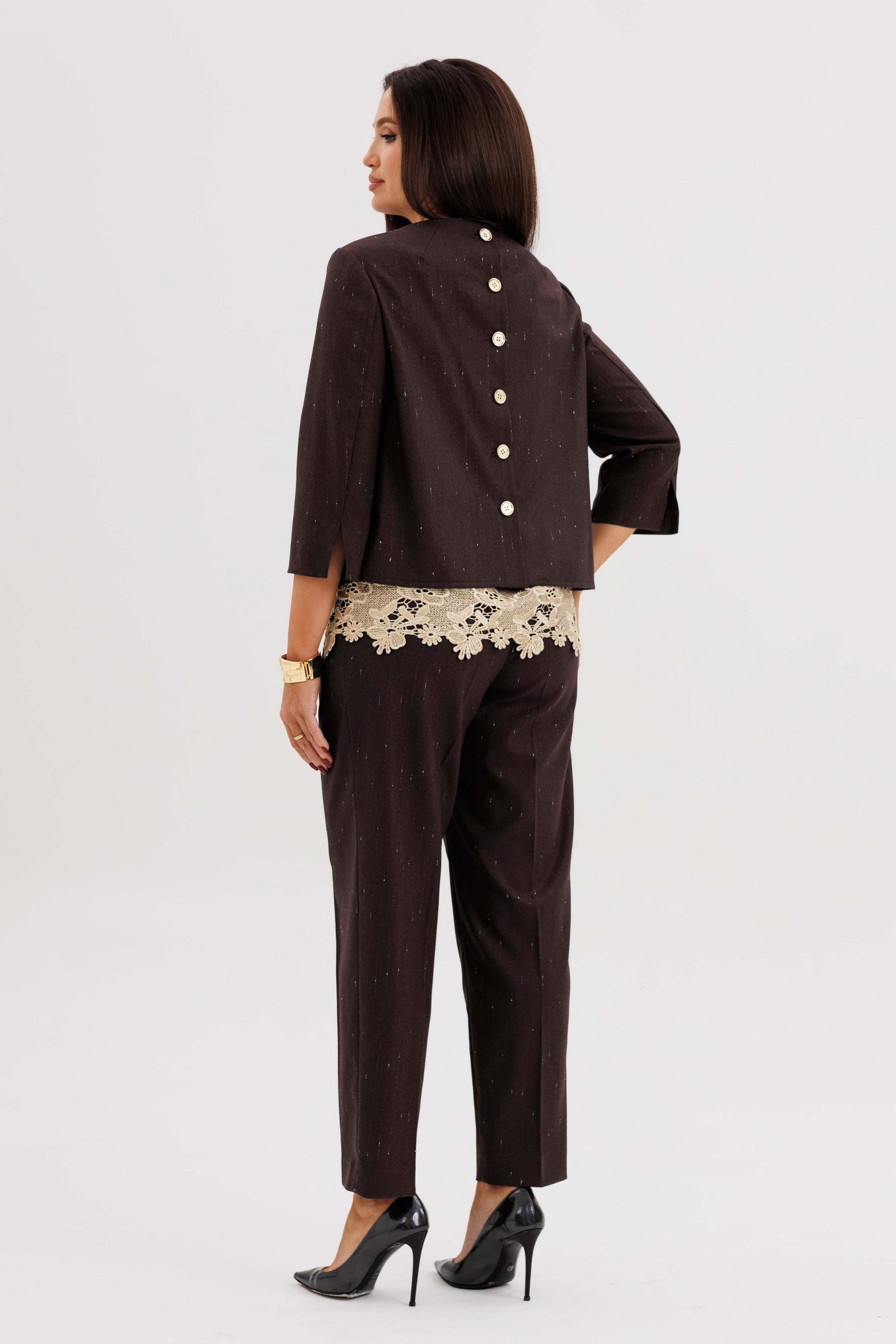 Костюм брючный 5318 шоколадный FantaziaMod фото 2 Костюм брючный 5318 шоколадный FantaziaMod фото 2