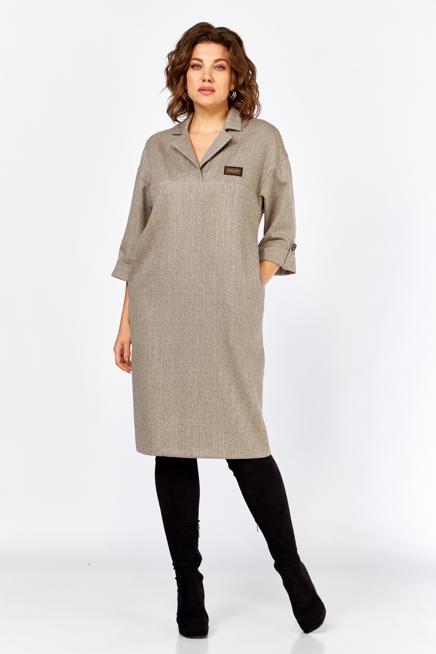 Платье 1395 песочная ёлочка Milora