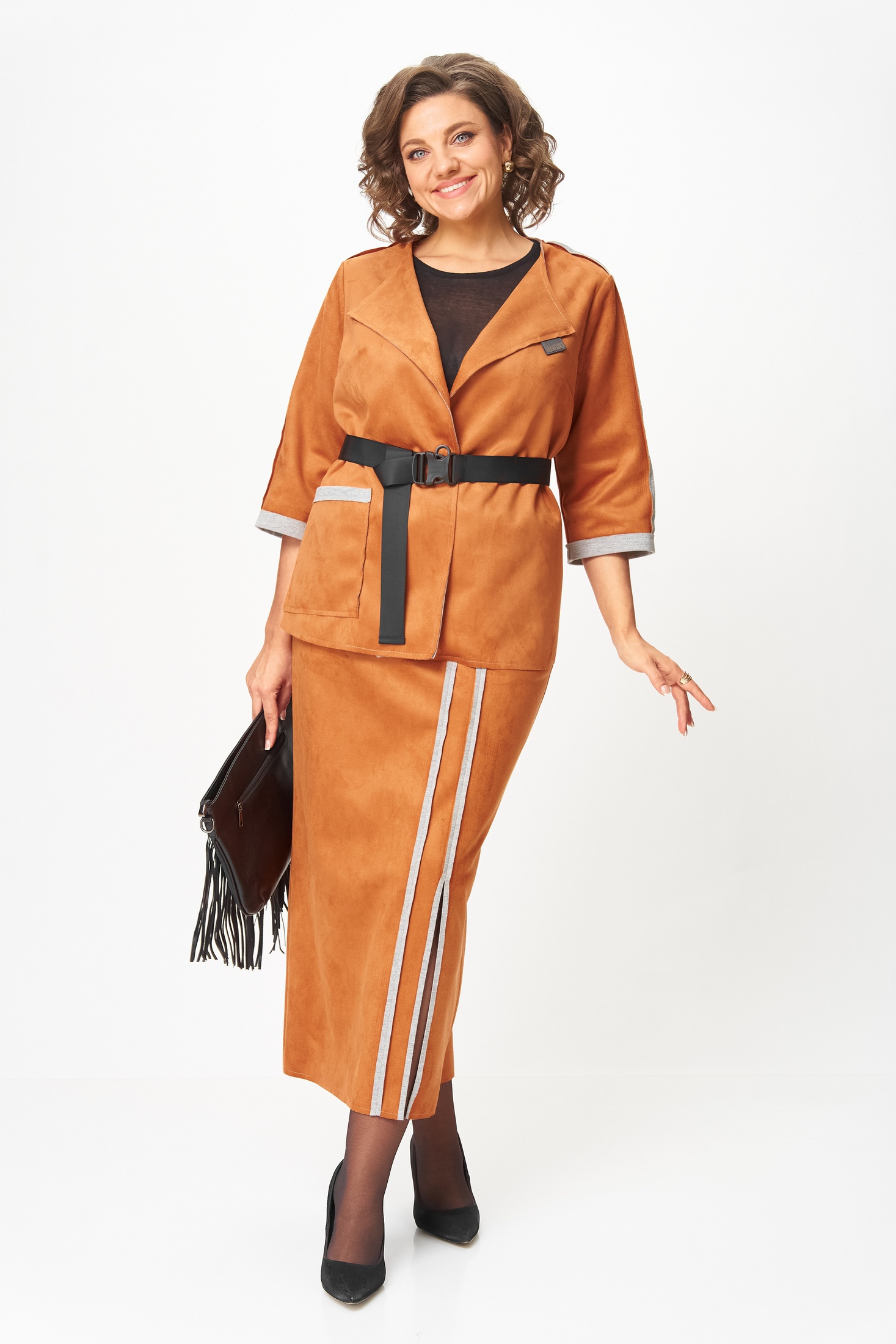 Костюм с юбкой 1388-1 рыжий Michel Chic Костюм с юбкой 1388-1 рыжий Michel Chic