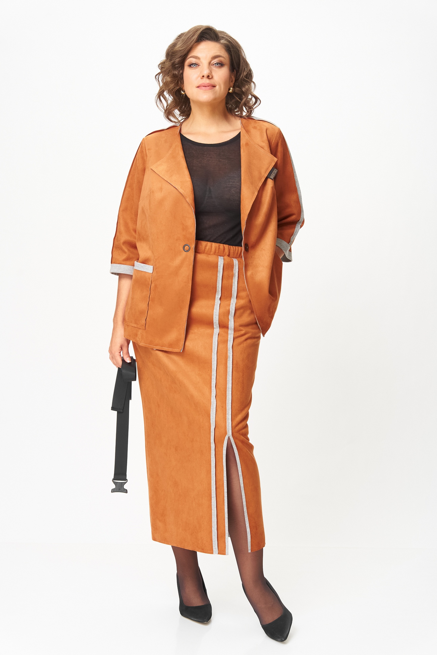 Костюм с юбкой 1388-1 рыжий Michel Chic фото 3 Костюм с юбкой 1388-1 рыжий Michel Chic фото 3