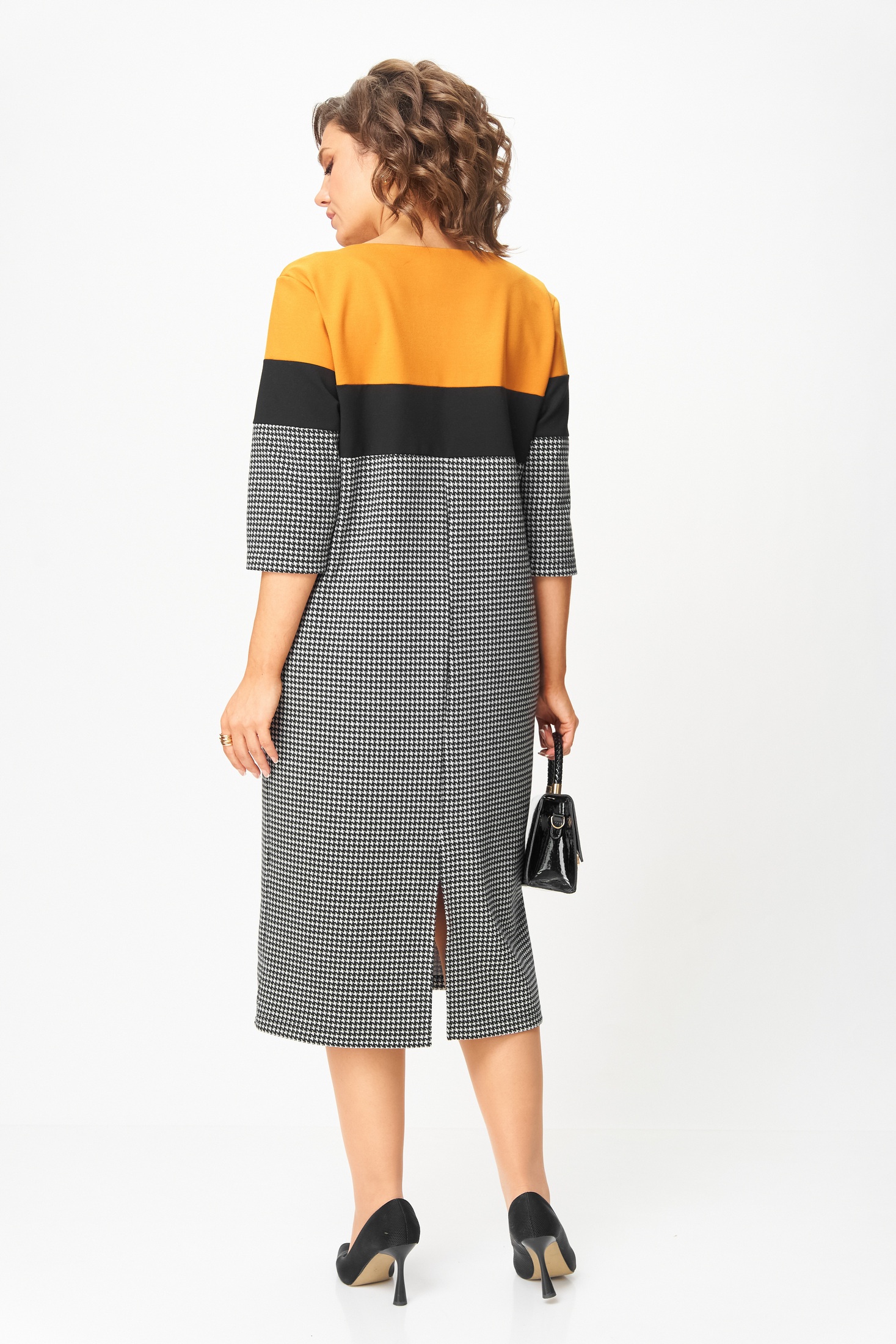 Платье 2188 гусиная лапка + горчица Michel Chic фото 2 Платье 2188 гусиная лапка + горчица Michel Chic фото 2