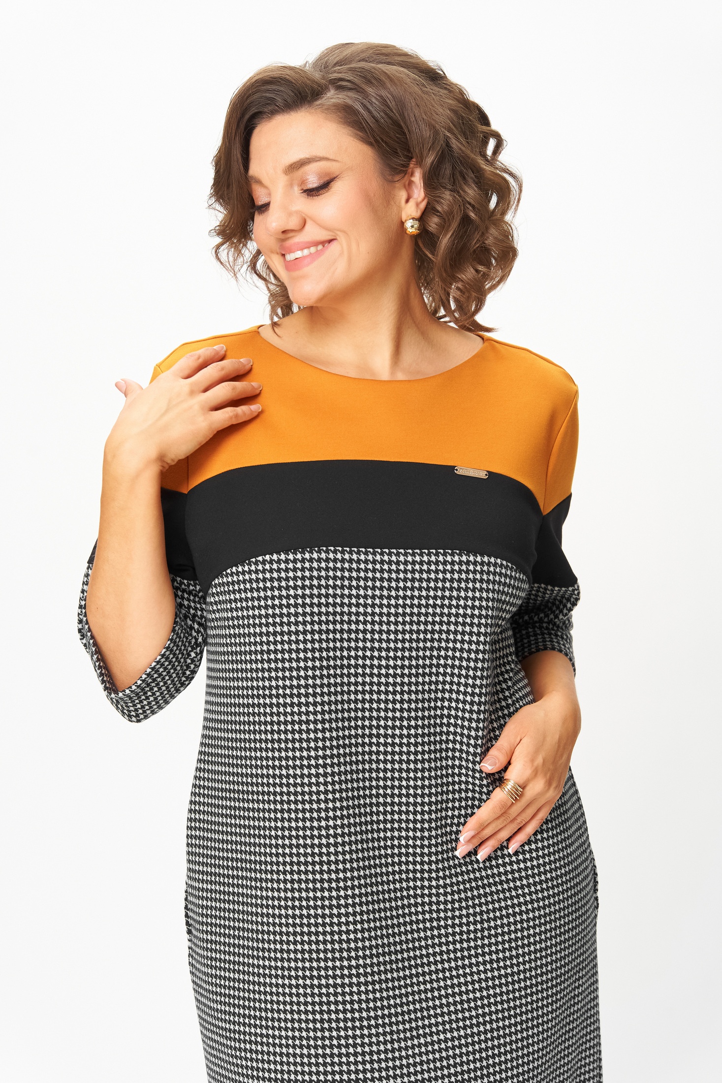 Платье 2188 гусиная лапка + горчица Michel Chic фото 5 Платье 2188 гусиная лапка + горчица Michel Chic фото 5