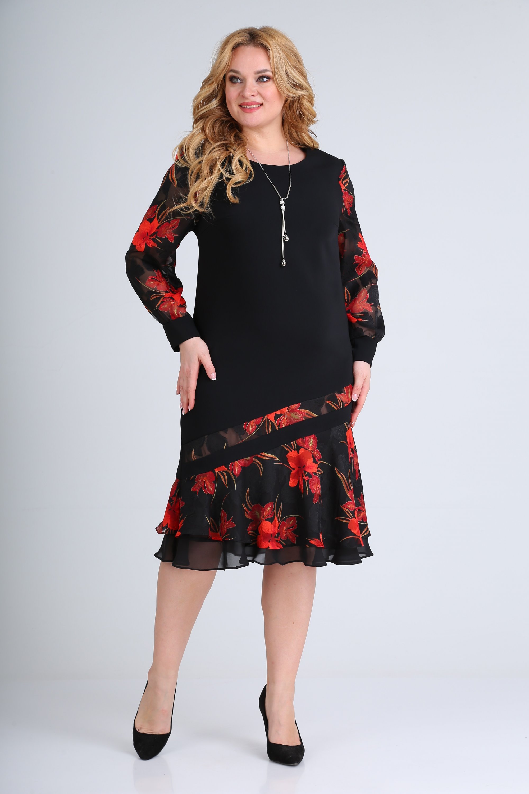 Платье 2211 черный красный Moda-Versal