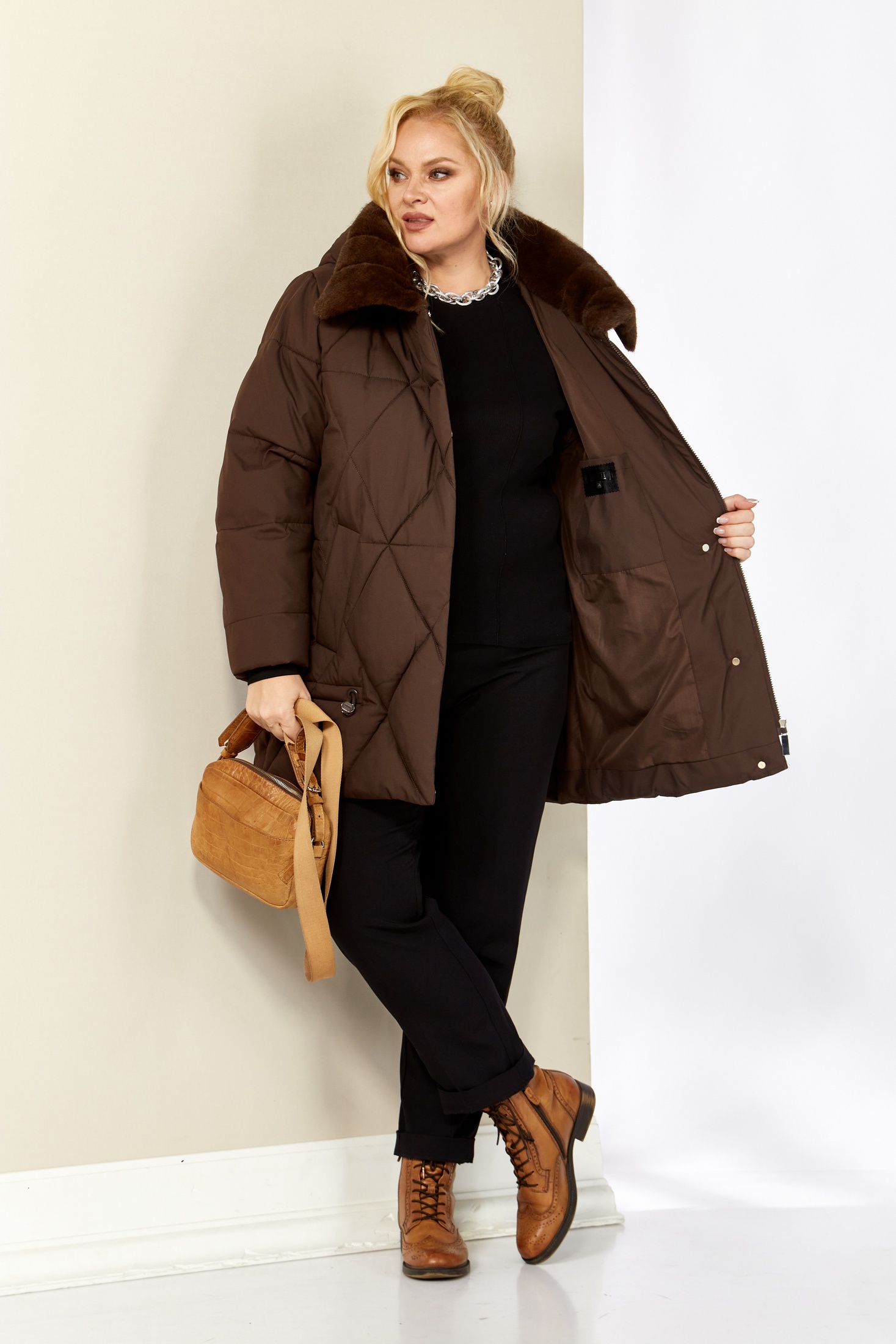 Куртка 2207 шоколад Shetti фото 3 Куртка 2207 шоколад Shetti фото 3