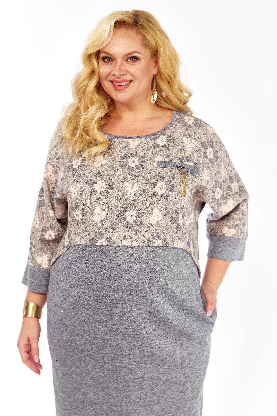 Платье 215 светло-серый СиБон фото 3 Платье 215 светло-серый СиБон фото 3