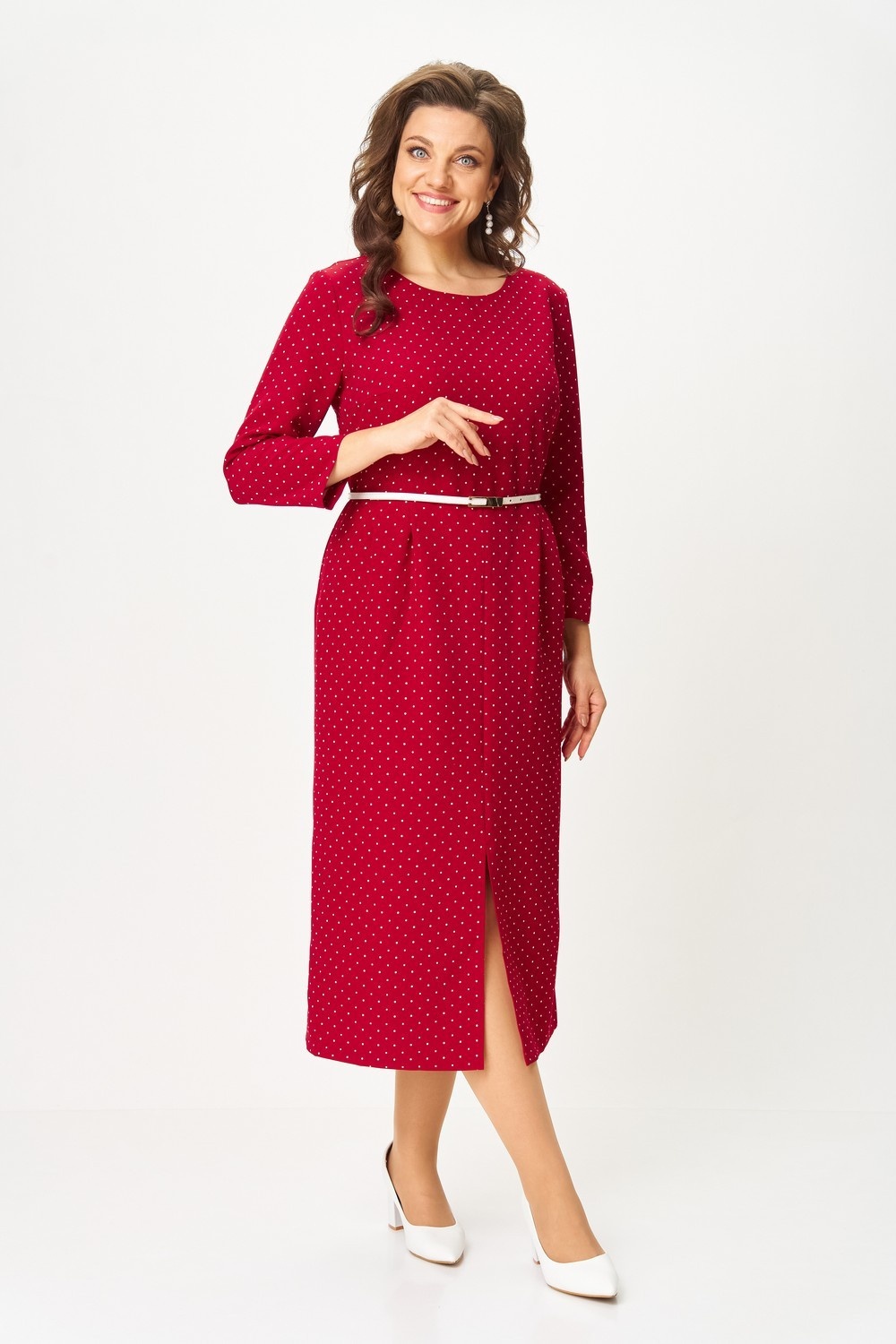 Платье 2176 бордовый + горох Svetlana Style Платье 2176 бордовый + горох Svetlana Style