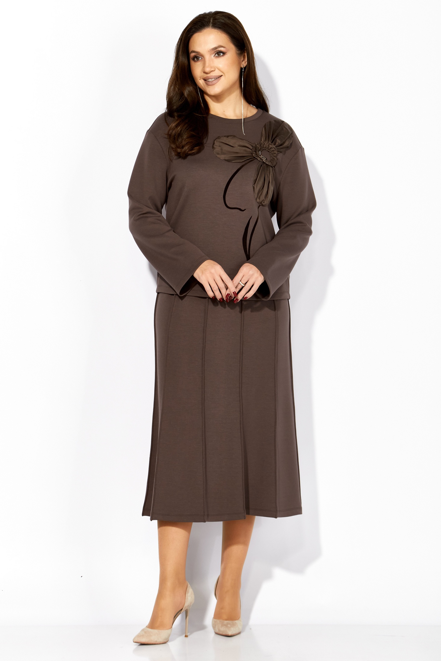 Костюм с юбкой 1409 капучино ТАиЕР