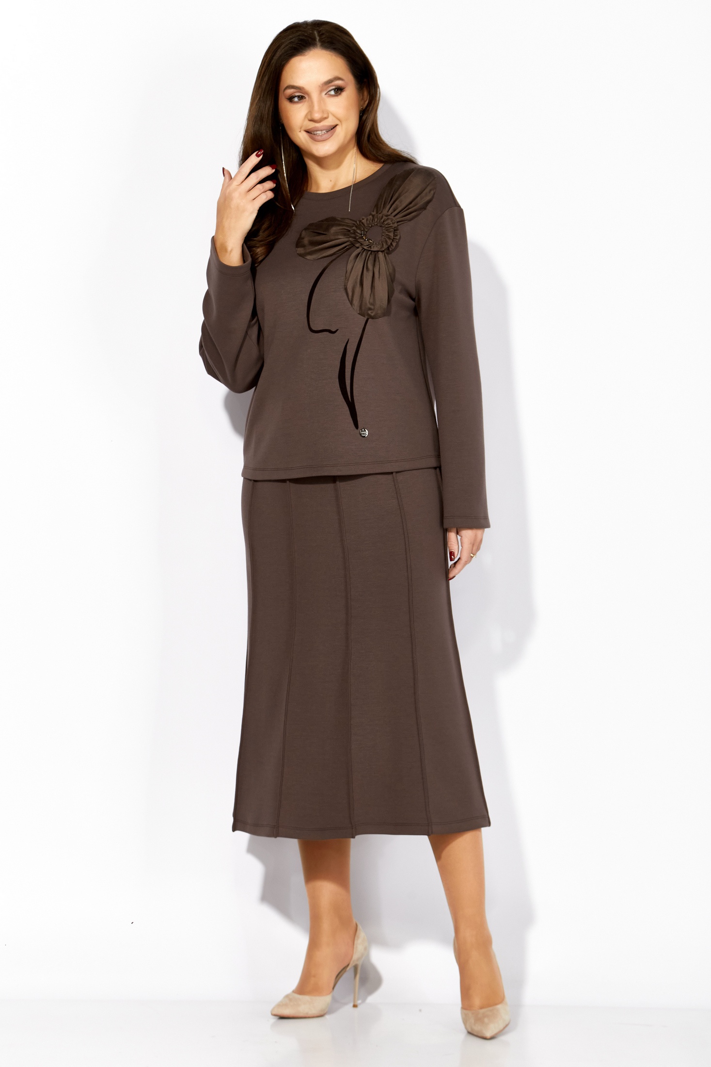 Костюм с юбкой 1409 капучино ТАиЕР