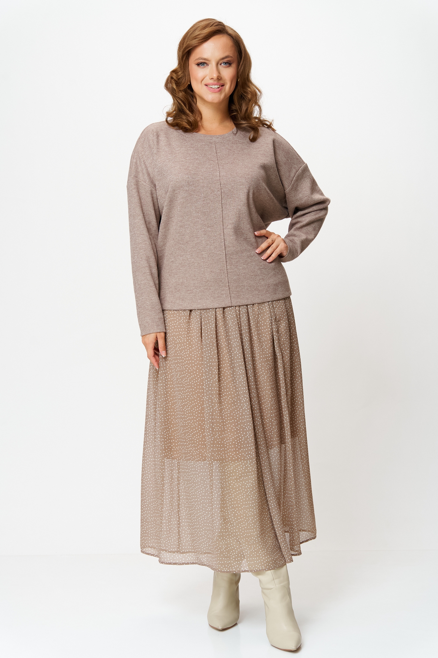 Костюм с юбкой 7880 бежевый Tvin фото 3 Костюм с юбкой 7880 бежевый Tvin фото 3