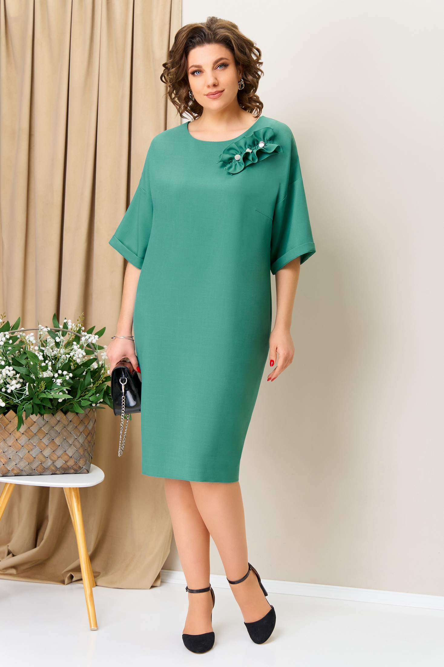 Платье 1403 бирюзово-зеленый VOLNA фото 3 Платье 1403 бирюзово-зеленый VOLNA фото 3