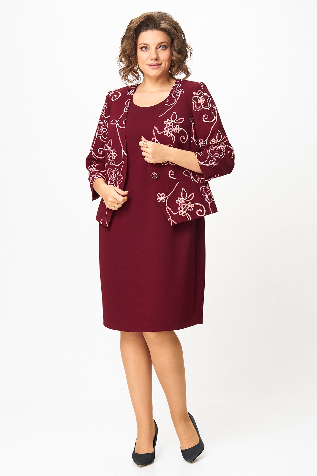Костюм с платьем 4460 бордовый + цветы ZLATA Костюм с платьем 4460 бордовый + цветы ZLATA