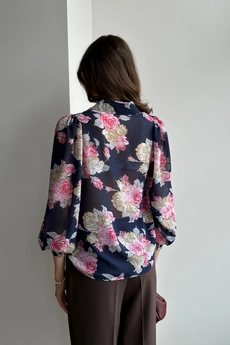 Блузка 376-1 розовый + розы Lizet collection