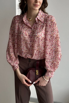 Блузка 376-1 розовый + ромашки Lizet collection