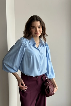Блузка 376 голубой Lizet collection