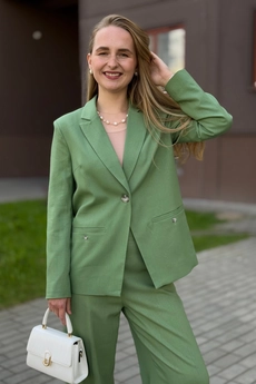 Жакет 478 зеленый лен Lizet collection