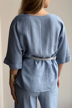 Блузка 407 голубой Lizet collection