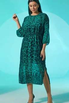 Платье 1434 зеленый леопард Faufilure