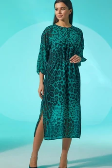 Платье 1434 зеленый леопард Faufilure