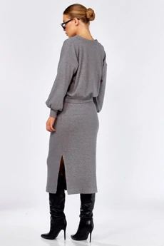 Костюм с юбкой 1552 серый Faufilure