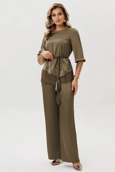 Костюм брючный 1592 хаки Faufilure