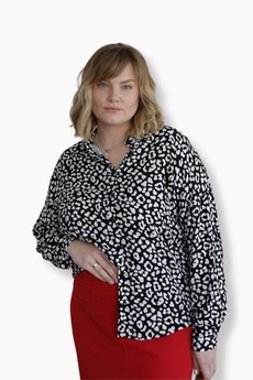 Блузка 379-2 черная в белые лапы Lizet collection