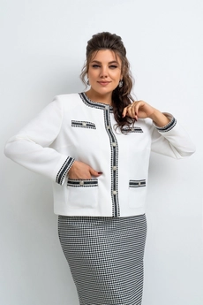Костюм с юбкой 24-16 молочно-черный AIRA style