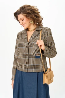 Костюм с юбкой 24-17А сине-бежевый  AIRA style