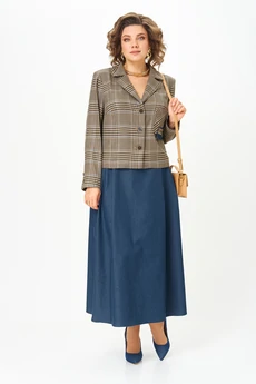 Костюм с юбкой 24-17А сине-бежевый  AIRA style