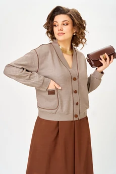 Костюм с юбкой 24131 бежево-коричневый AIRA style