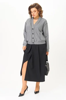 Костюм с юбкой 24131 серо-черный AIRA style