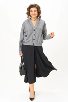 Костюм с юбкой 24131 серо-черный AIRA style