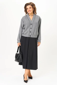 Костюм с юбкой 24131 серо-черный AIRA style