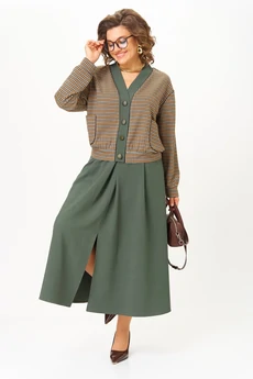 Костюм с юбкой 24131-1 зеленый AIRA style