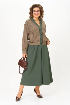 Костюм с юбкой 24131-1 зеленый AIRA style