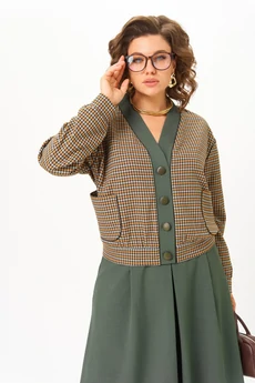 Костюм с юбкой 24131-1 зеленый AIRA style