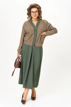 Костюм с юбкой 24131-1 зеленый AIRA style