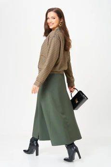 Костюм с юбкой 24131-1 зеленый AIRA style