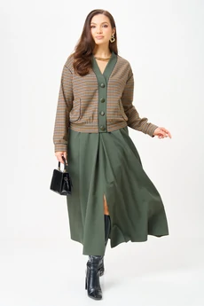 Костюм с юбкой 24131-1 зеленый AIRA style