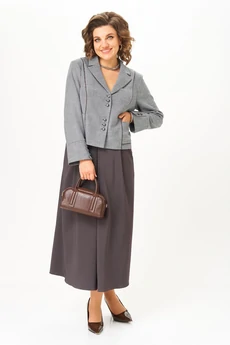 Костюм с юбкой 24133 серо-коричневый AIRA style