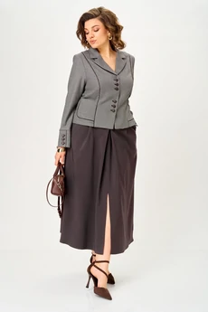Костюм с юбкой 24133 серый+коричневый AIRA style