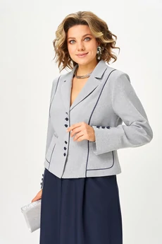 Костюм с юбкой 24133-1 серо-синий AIRA style