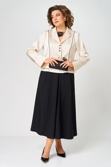 Костюм с юбкой 24134 молочно-черный AIRA style