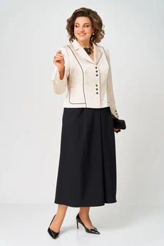Костюм с юбкой 24134 молочно-черный AIRA style