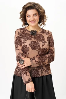 Костюм с юбкой 24136 капучино + черный AIRA style