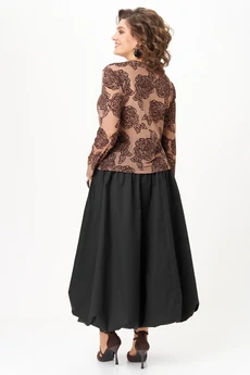 Костюм с юбкой 24136 капучино + черный AIRA style