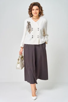 Костюм с юбкой 24137 молочно-коричневый AIRA style