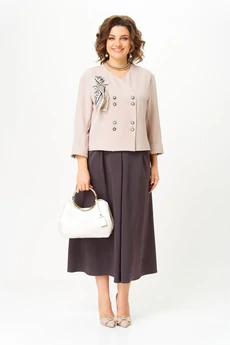 Костюм с юбкой 24137 бежево-коричневый AIRA style