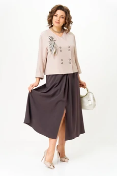 Костюм с юбкой 24137 бежево-коричневый AIRA style