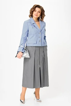 Костюм с юбкой 24139 серо-голубой AIRA style